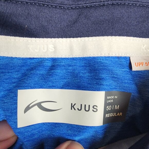 KJUS Savin Structure Polo T-Shirt Mens Size Medium 50 Blue Golf Performance USA - Picture 6 of 6
